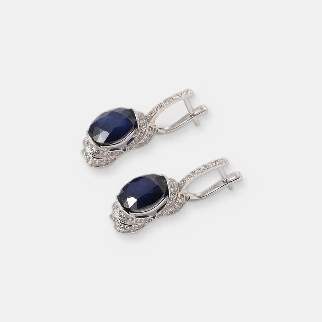 Серебряные серьги с сапфирами